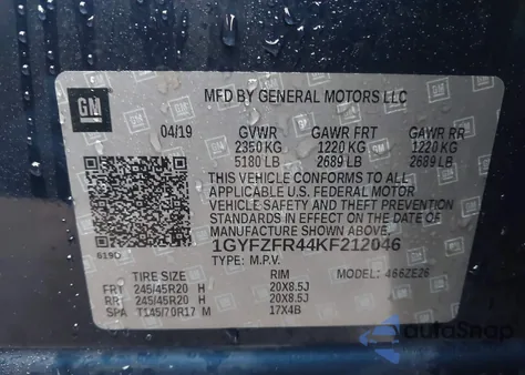 2019 Cadillac Xt4 Sport из США, поврежденный, VIN 1GYFZFR44KF212046